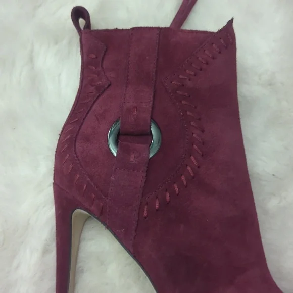 REBECCA MINKOFF Burgundy Suede Heel Booties ~ EUC - Picture 4 of 9